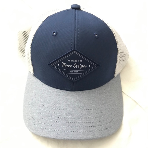 NWT Adidas Baseball Cap Mesh Back Hat Dark Navy Blue Grey White Athletic Unisex - Picture 1 of 15